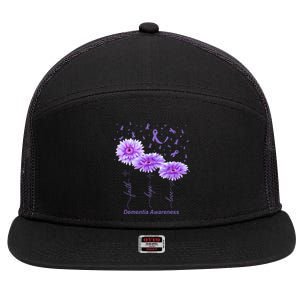 Faith Hope Love Purple Flower Ribbon Dementia Awareness 7 Panel Mesh Trucker Snapback Hat