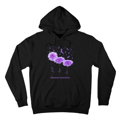 Faith Hope Love Purple Flower Ribbon Dementia Awareness Hoodie