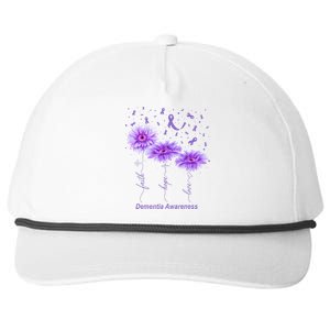 Faith Hope Love Purple Flower Ribbon Dementia Awareness Snapback Five-Panel Rope Hat