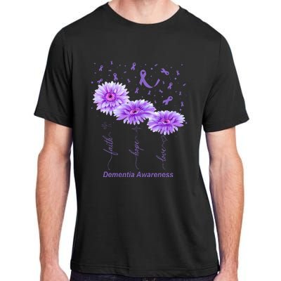 Faith Hope Love Purple Flower Ribbon Dementia Awareness Adult ChromaSoft Performance T-Shirt