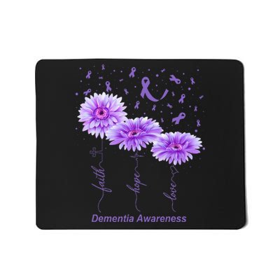 Faith Hope Love Purple Flower Ribbon Dementia Awareness Mousepad