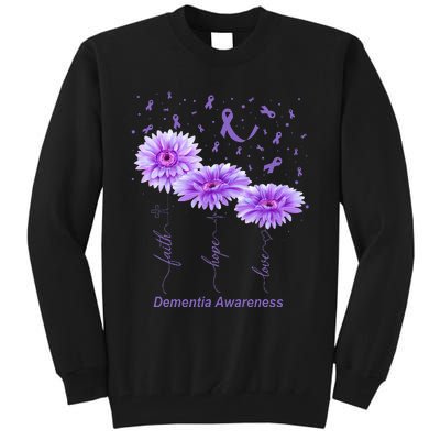 Faith Hope Love Purple Flower Ribbon Dementia Awareness Tall Sweatshirt