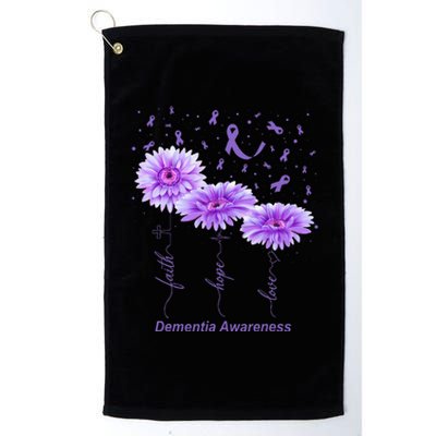 Faith Hope Love Purple Flower Ribbon Dementia Awareness Platinum Collection Golf Towel