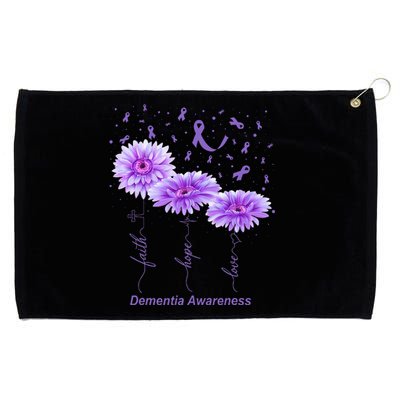 Faith Hope Love Purple Flower Ribbon Dementia Awareness Grommeted Golf Towel