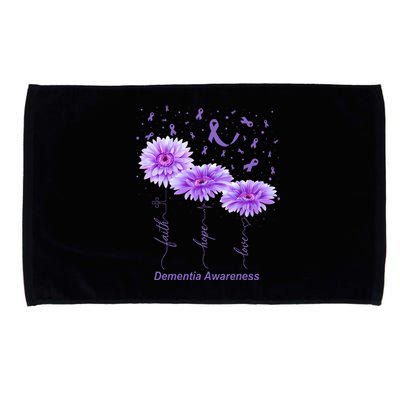 Faith Hope Love Purple Flower Ribbon Dementia Awareness Microfiber Hand Towel