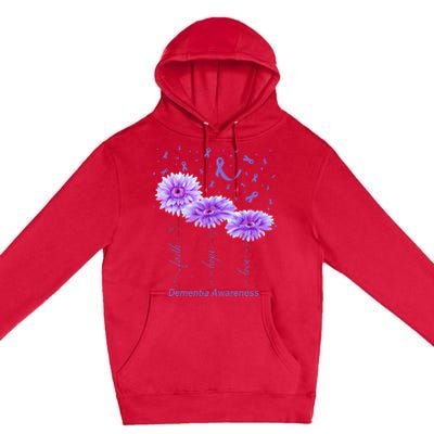 Faith Hope Love Purple Flower Ribbon Dementia Awareness Premium Pullover Hoodie