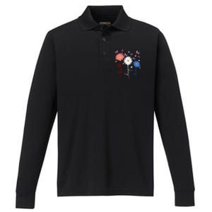 Faith Hope Love Butterfly Daisy 4th Of July Christian Performance Long Sleeve Polo