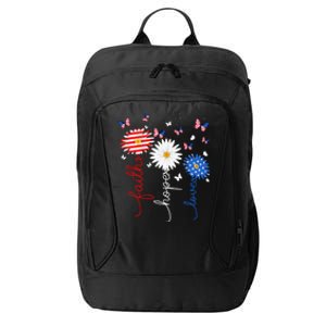 Faith Hope Love Butterfly Daisy 4th Of July Christian City Backpack