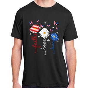 Faith Hope Love Butterfly Daisy 4th Of July Christian Adult ChromaSoft Performance T-Shirt