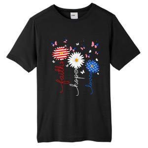 Faith Hope Love Butterfly Daisy 4th Of July Christian Tall Fusion ChromaSoft Performance T-Shirt