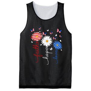 Faith Hope Love Butterfly Daisy 4th Of July Christian Mesh Reversible Basketball Jersey Tank