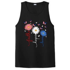 Faith Hope Love Butterfly Daisy 4th Of July Christian PosiCharge Competitor Tank