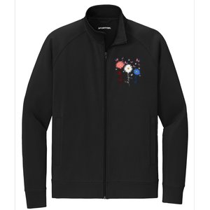 Faith Hope Love Butterfly Daisy 4th Of July Christian Stretch Full-Zip Cadet Jacket