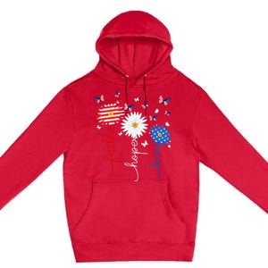 Faith Hope Love Butterfly Daisy 4th Of July Christian Premium Pullover Hoodie