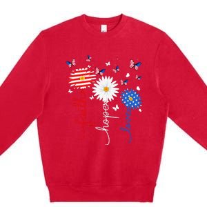 Faith Hope Love Butterfly Daisy 4th Of July Christian Premium Crewneck Sweatshirt