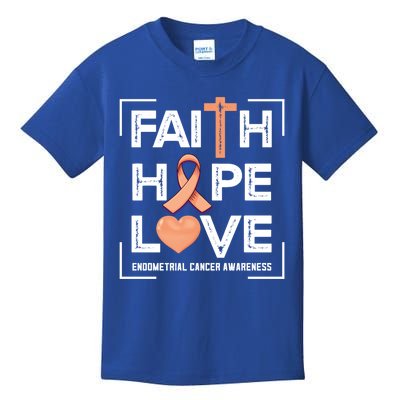 Faith Hope Love Endometrial Cancer Awareness Gift Kids T-Shirt