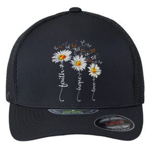 Faith Hope Love Butterfly Daisy Chirstian God Flexfit Unipanel Trucker Cap