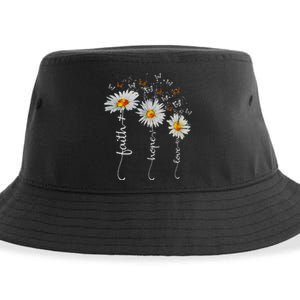 Faith Hope Love Butterfly Daisy Chirstian God Sustainable Bucket Hat