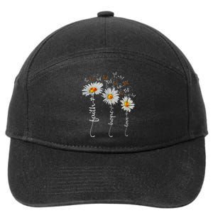 Faith Hope Love Butterfly Daisy Chirstian God 7-Panel Snapback Hat