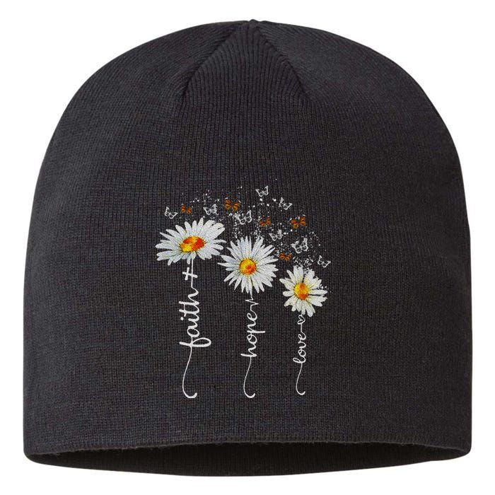 Faith Hope Love Butterfly Daisy Chirstian God Sustainable Beanie