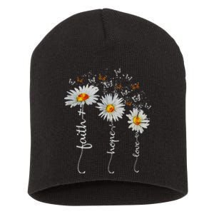 Faith Hope Love Butterfly Daisy Chirstian God Short Acrylic Beanie