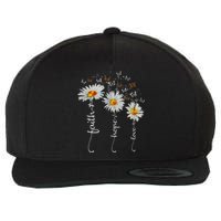 Faith Hope Love Butterfly Daisy Chirstian God Wool Snapback Cap