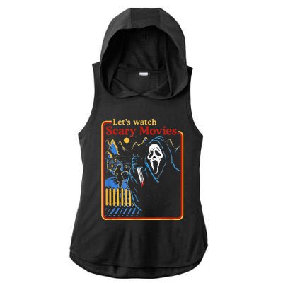 Funny Halloween Let’S Watch Scary Horror Movies Ghost Ladies PosiCharge Tri-Blend Wicking Draft Hoodie Tank