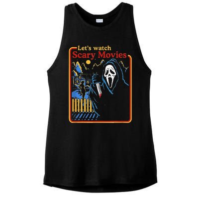 Funny Halloween Let’S Watch Scary Horror Movies Ghost Ladies PosiCharge Tri-Blend Wicking Tank