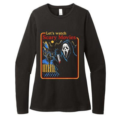 Funny Halloween Let’S Watch Scary Horror Movies Ghost Womens CVC Long Sleeve Shirt