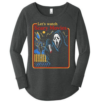 Funny Halloween Let’S Watch Scary Horror Movies Ghost Women's Perfect Tri Tunic Long Sleeve Shirt