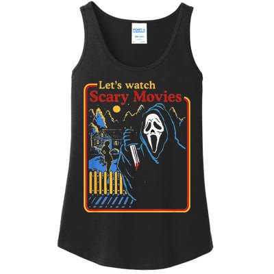 Funny Halloween Let’S Watch Scary Horror Movies Ghost Ladies Essential Tank