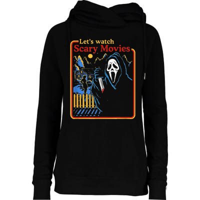 Funny Halloween Let’S Watch Scary Horror Movies Ghost Womens Funnel Neck Pullover Hood