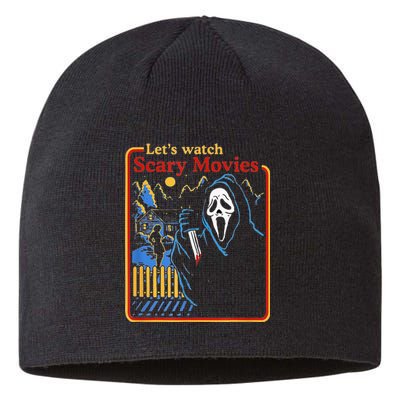 Funny Halloween Let’S Watch Scary Horror Movies Ghost Sustainable Beanie