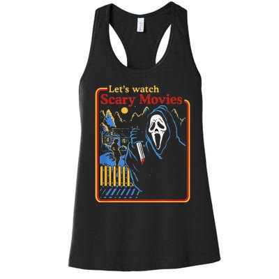 Funny Halloween Let’S Watch Scary Horror Movies Ghost Women's Racerback Tank