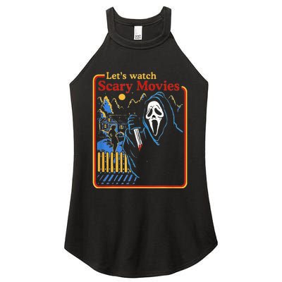 Funny Halloween Let’S Watch Scary Horror Movies Ghost Women's Perfect Tri Rocker Tank