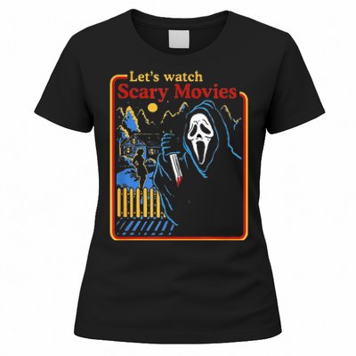 Funny Halloween Let’S Watch Scary Horror Movies Ghost Women's T-Shirt