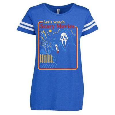 Funny Halloween Let’S Watch Scary Horror Movies Ghost Enza Ladies Jersey Football T-Shirt