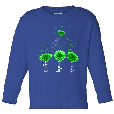 Faith Hope Love Green Sunflower Cerebral Palsy Awareness Cool Gift Toddler Long Sleeve Shirt