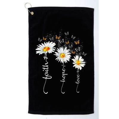 Faith & Hope & Love Butterfly Daisy Chirstian God Religious Golf Towel