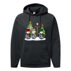 Faith Hope Love Snowman Jesus Funny Xmas Cross For Christian Performance Fleece Hoodie