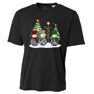 Faith Hope Love Snowman Jesus Funny Xmas Cross For Christian Cooling Performance Crew T-Shirt