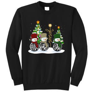 Faith Hope Love Snowman Jesus Funny Xmas Cross For Christian Tall Sweatshirt