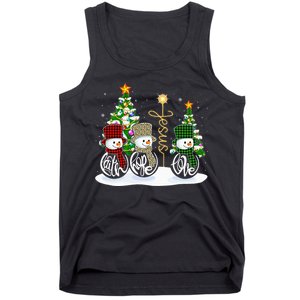 Faith Hope Love Snowman Jesus Funny Xmas Cross For Christian Tank Top