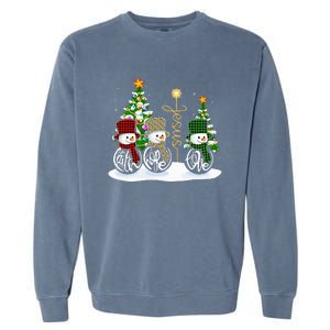 Faith Hope Love Snowman Jesus Funny Xmas Cross For Christian Garment-Dyed Sweatshirt