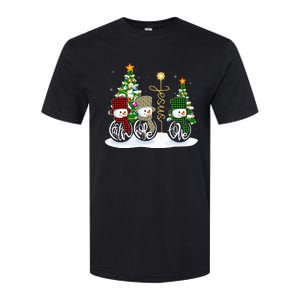 Faith Hope Love Snowman Jesus Funny Xmas Cross For Christian Softstyle CVC T-Shirt