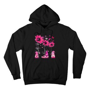 Faith Hope Love Gnome Ribbon Breast Cancer Awareness Flower Hoodie