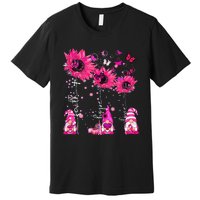 Faith Hope Love Gnome Ribbon Breast Cancer Awareness Flower Premium T-Shirt