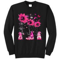 Faith Hope Love Gnome Ribbon Breast Cancer Awareness Flower Tall Sweatshirt