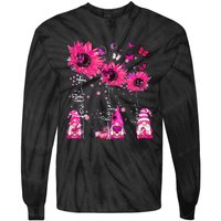 Faith Hope Love Gnome Ribbon Breast Cancer Awareness Flower Tie-Dye Long Sleeve Shirt