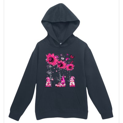 Faith Hope Love Gnome Ribbon Breast Cancer Awareness Flower Urban Pullover Hoodie